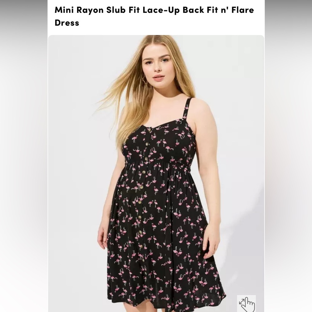 Torrid mini rayon slub fit lace up back fit and flare dress. - Picture 6 of 10